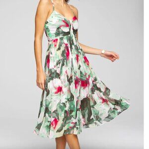 White House Black Market Floral Sleeveless Pleated Bust Dress Wedding Guest